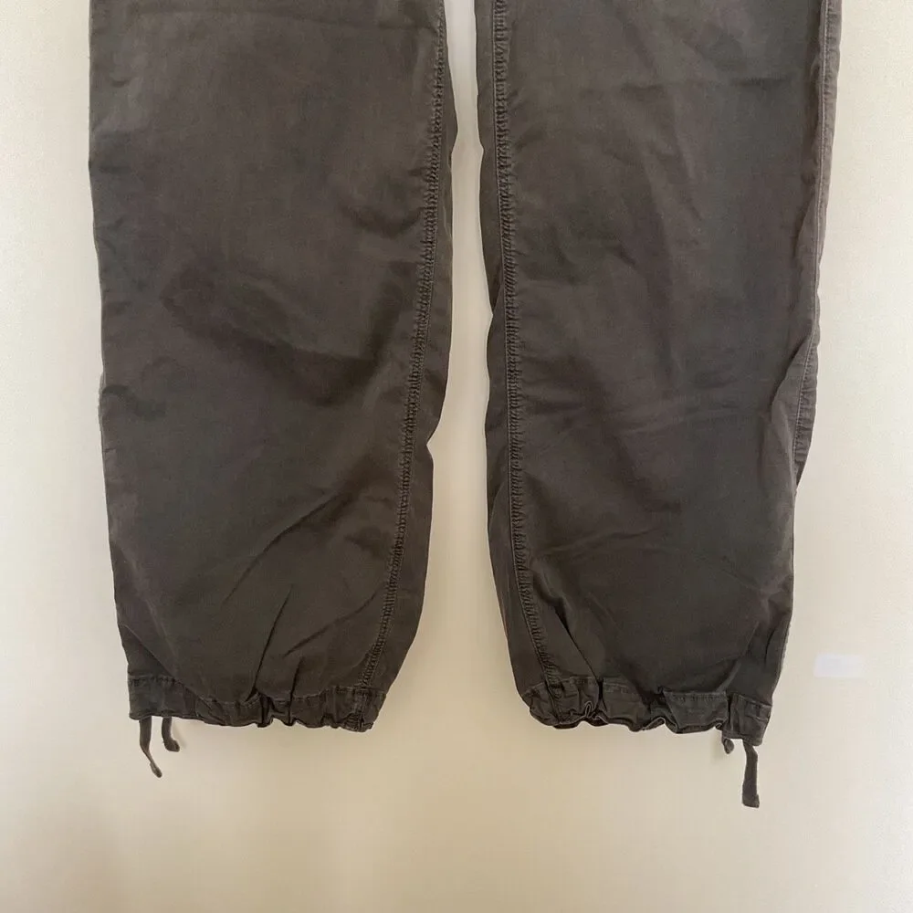 American Eagle Womens Stretch Parachute Cargo Pants Sz M Drawstring Hem Charcoal
